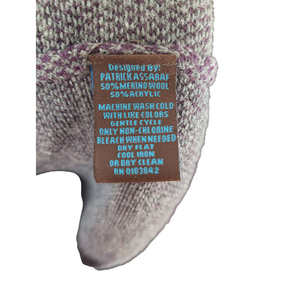 Toscano Men's 1/4 Zip Plum Purple Gray Heather Merino Wool Blend Sweater - Picture 7 of 7